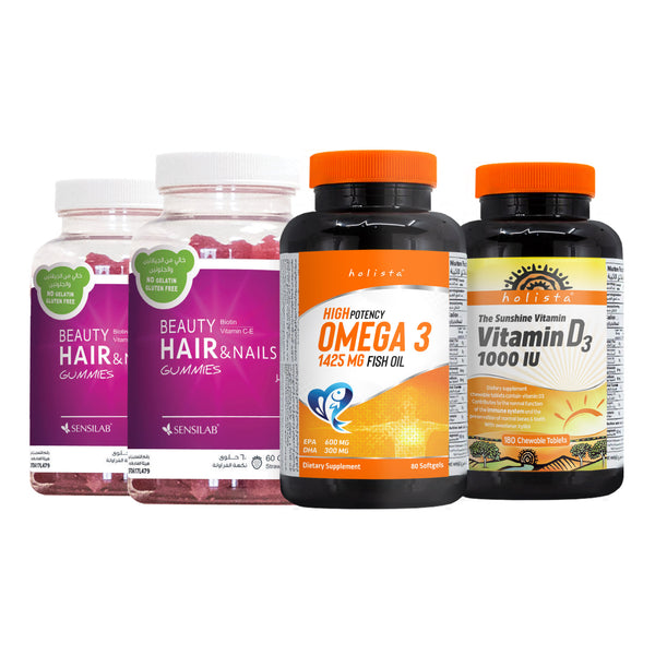 Haircare & Wellness Bundle - Omega 3, Biotin, Vitamin D3