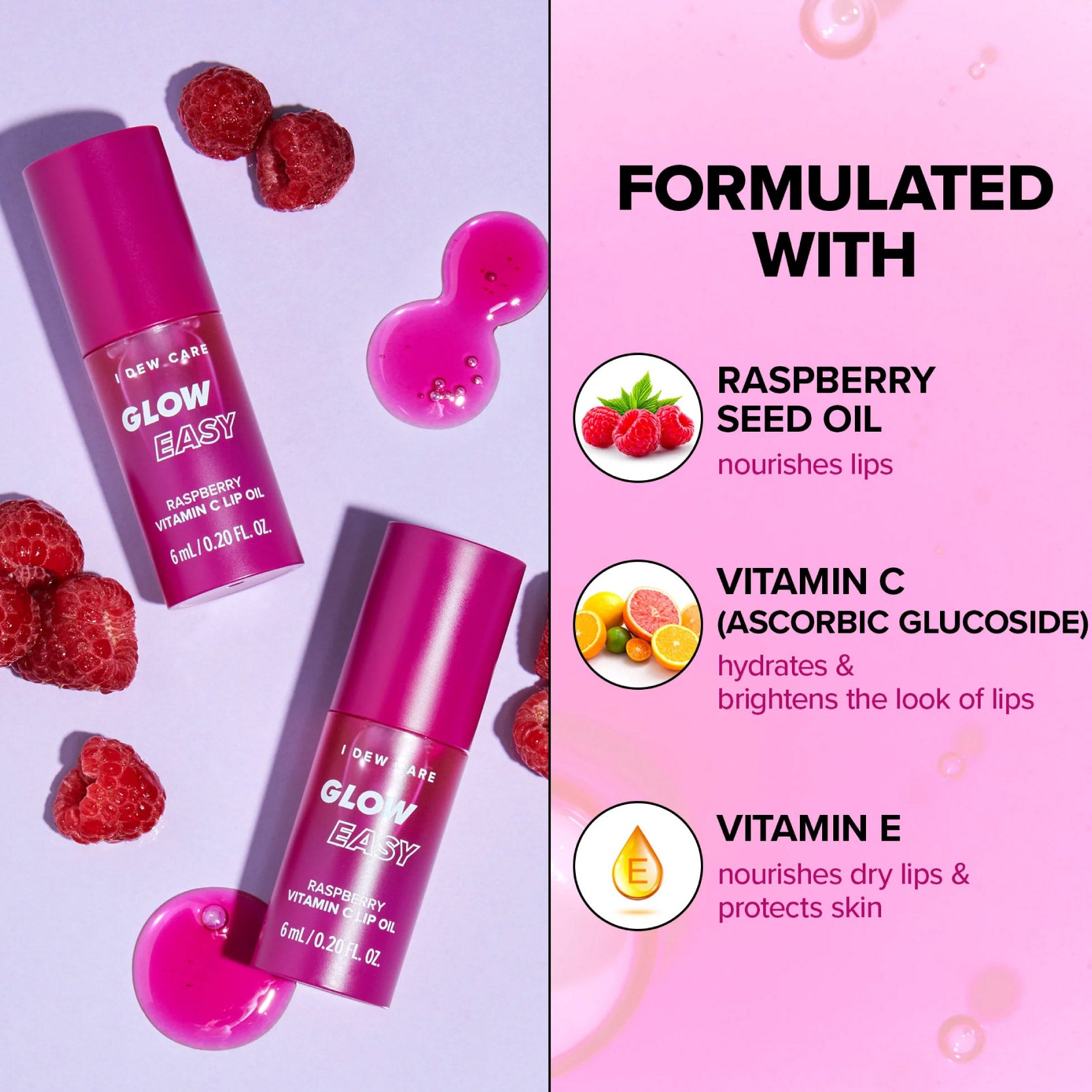 I Dew Care Glow Easy Raspberry Vitamin C Lip Oil - 6ml